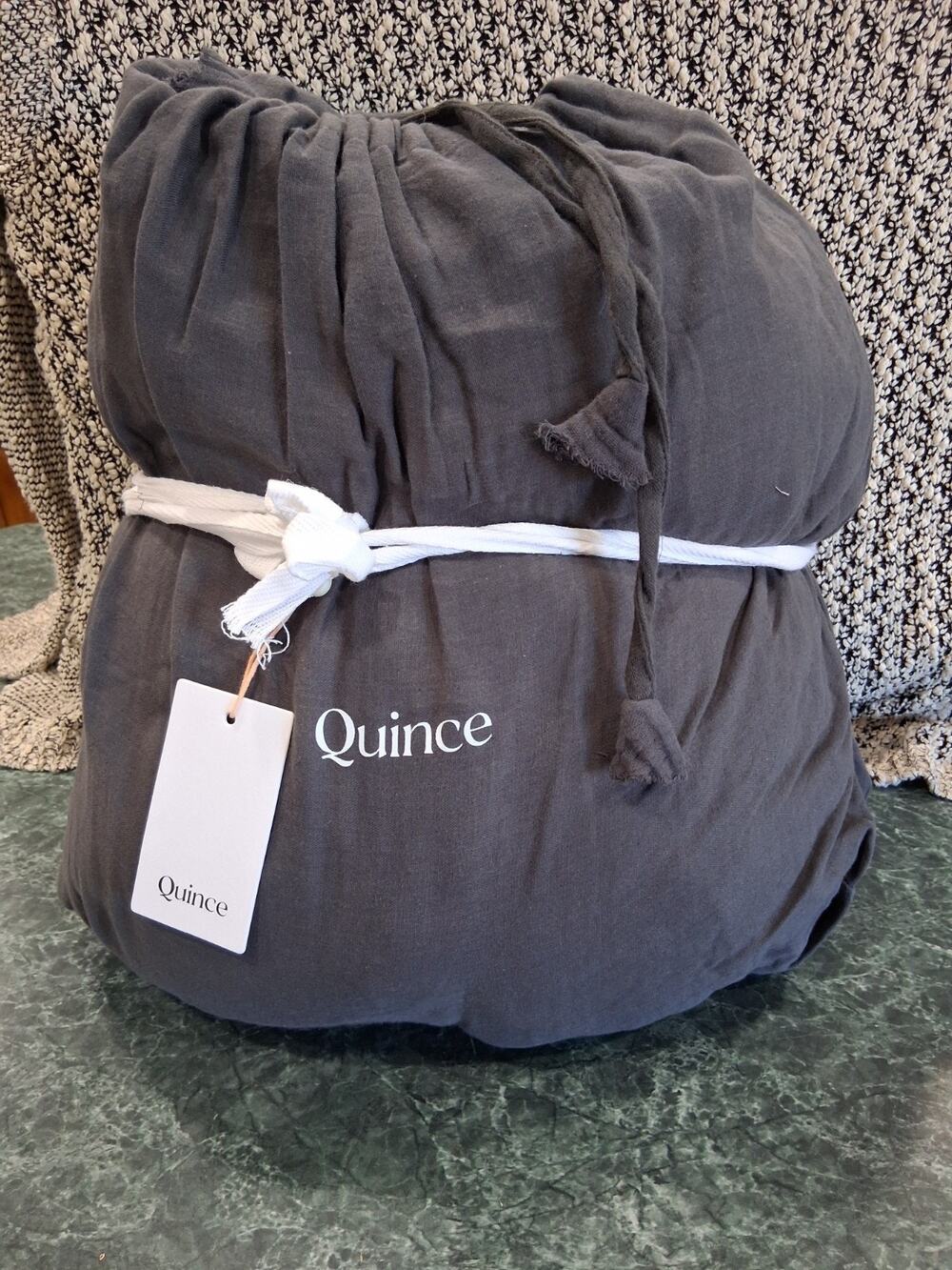 Quince Organic Cotton Gauze Duvet Cover Queen CHARCOAL Sustainable Textured NEW